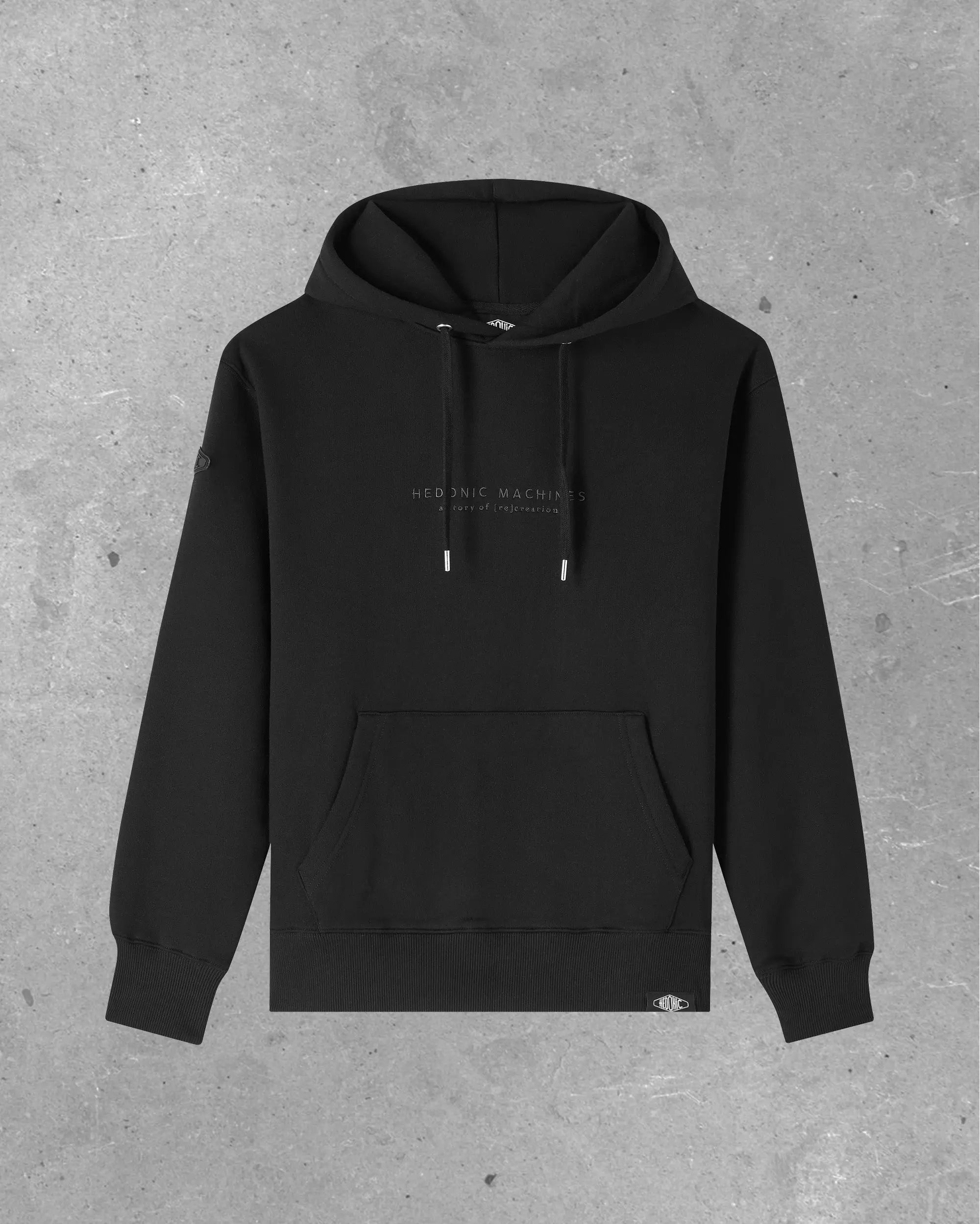Sweat à capuche noir - Basics - Broderie Anthracite Hedonic