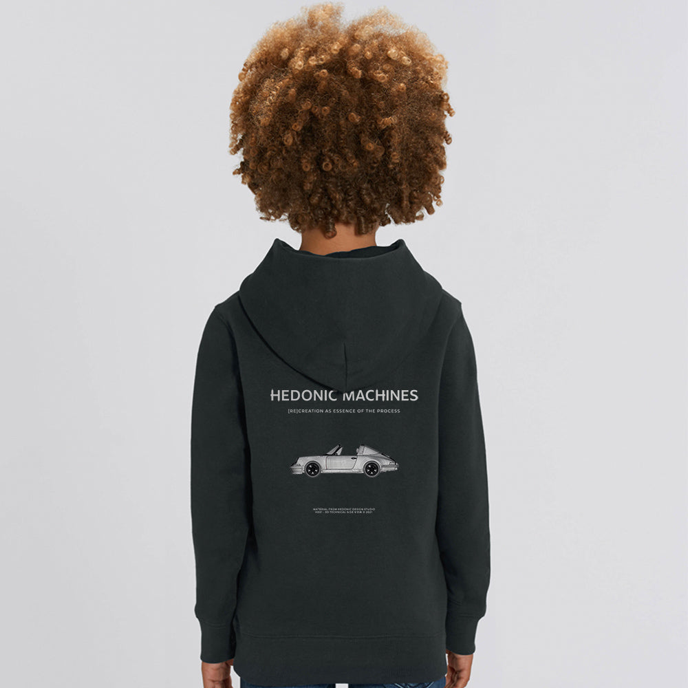Black children's hoodie - H001 3D side view