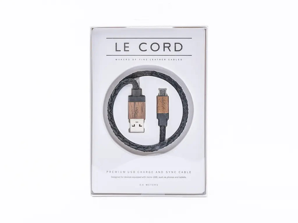 Leather and Wood Charge Cable for Android