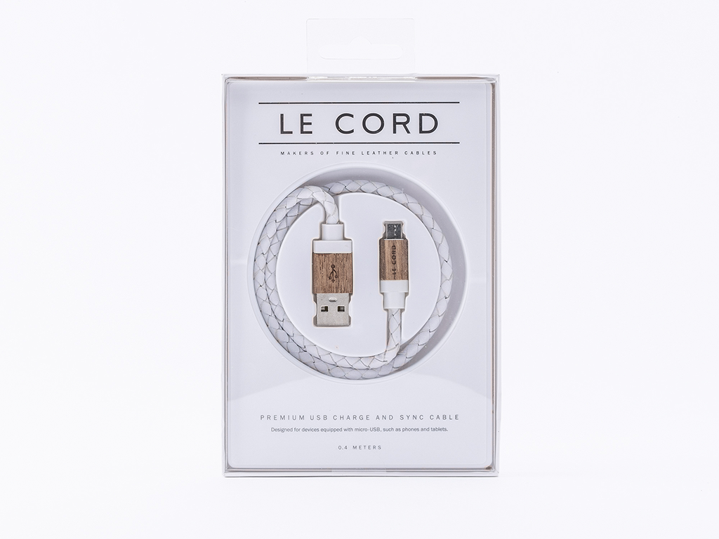 Leather and Wood Charge Cable for Android
